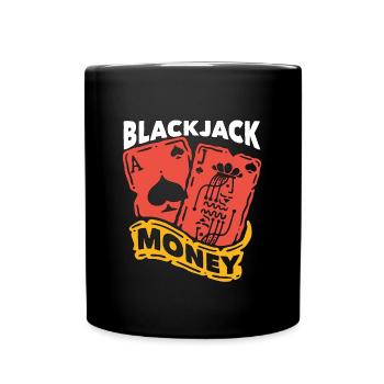Classic Blackjack Money Casino Card Game Dealer - Full Colour Mug - black - Front