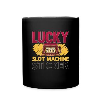 Slots Machine Lucky Slot Machine Sticker Casino - Full Colour Mug - black - Front