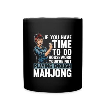 Mahjong si vous avez le temps de faire le ménage Mahjongg - Mug uni - noir - Devant