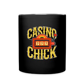 Slots Machine Casino Chick Gambling Lucky Slots - Full Colour Mug - black - Front