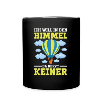 Ballon fahren - Heißluftballon Wolken Geschenk - Tasse einfarbig - Schwarz - Vorne