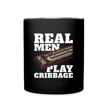 Cribbage Real Men Play Cribbage Loves Board Game - Tasse einfarbig - Schwarz - Vorne