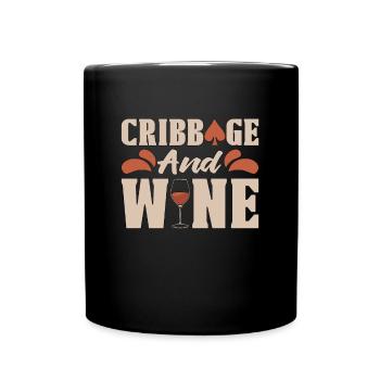 Cribbage And Wine Loves Board Game Card Game Crib - Full Colour Mug - black - Front