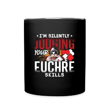 Euchre Je juge silencieusement ton jeu de cartes Euchre - Mug uni - noir - Devant