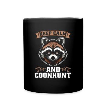 Chasse au raton laveur Restez calme et chasse au cooncheur Chien de chasse - Mug uni - noir - Devant