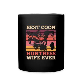 Chasse au raton laveur Meilleur chasseur de coon Femme Chasse au coon - Mug uni - noir - Devant