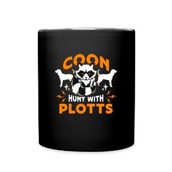 Raccoon Hunting Coon Hunt With Plotts Hunting Dog - Full Colour Mug - black - Front