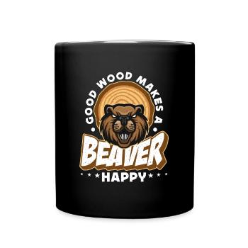 Le barrage de castors Le bon bois rend un castor heureux rongeurs - Mug uni - noir - Devant