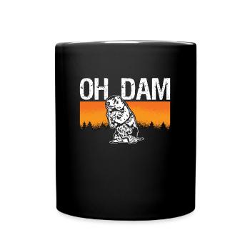 Beaver Dam Oh Dam Rodents Lover European Beaver - Full Colour Mug - black - Front