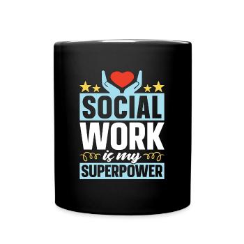 Le travail social est mon assistant de superpuissance - Mug uni - noir - Devant