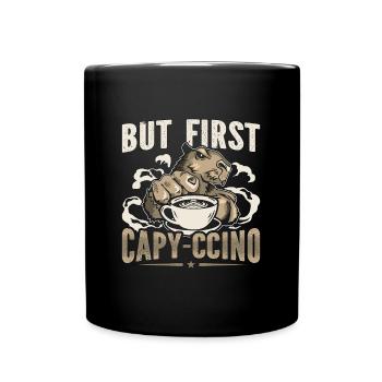 Capybara But First Capy-Ccino Rodent Zoo Animal - Full Colour Mug - black - Front