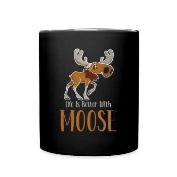 Mit Elch ist das Leben besser! Lustig Elch Spruch - Tasse einfarbig - Schwarz - Vorne