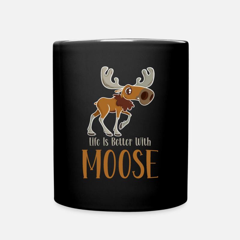 Mit Elch ist das Leben besser! Lustig Elch Spruch - Tasse einfarbig - Schwarz