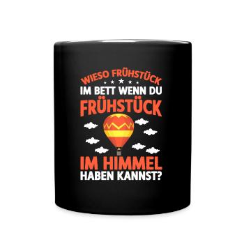 Heißluftballon Gasballon und Ballonfahrer Geschenk - Tasse einfarbig - Schwarz - Vorne