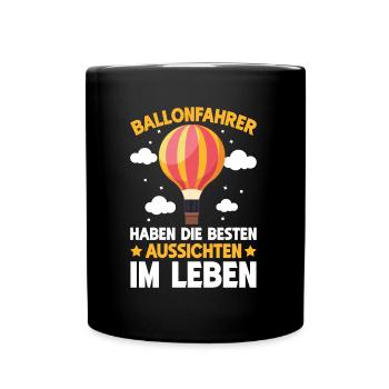 Heißluftballon Gasballon Ballonflug Ballonfahrer - Tasse einfarbig - Schwarz - Vorne
