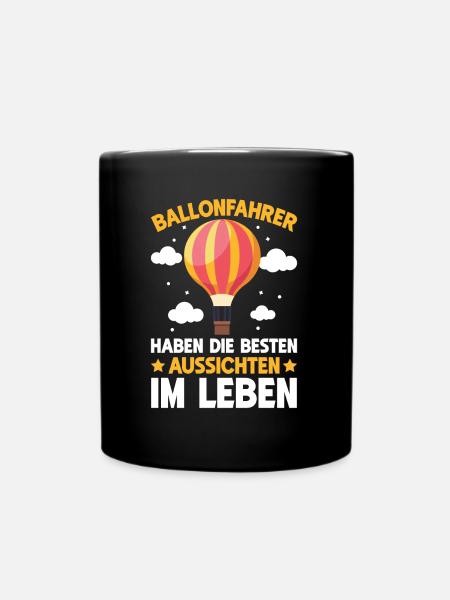 Heißluftballon Gasballon Ballonflug Ballonfahrer - Tasse einfarbig - Schwarz