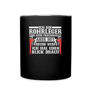 Rohrleitungsbauer Schlüssel - Tasse einfarbig - Schwarz - Vorne