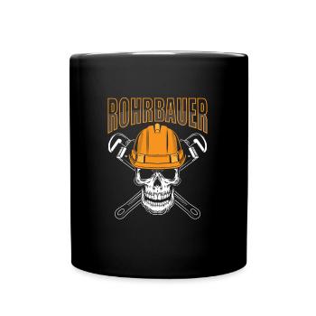 Rohrleitungsbauer Schädel - Tasse einfarbig - Schwarz - Vorne