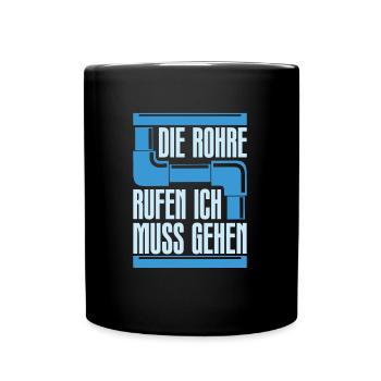 Rohrleitungsbauer Witzig - Tasse einfarbig - Schwarz - Vorne