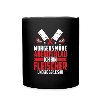 Fleischer Metzger Schlachter - Tasse einfarbig - Schwarz - Vorne