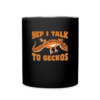 Gecko léopard Oui, je parle à l’amoureux des animaux Geckos - Mug uni - noir - Devant