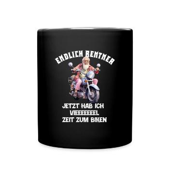 Endlich Rentner Zeit zum Biken Motorrad Opa - Tasse einfarbig - Schwarz - Vorne