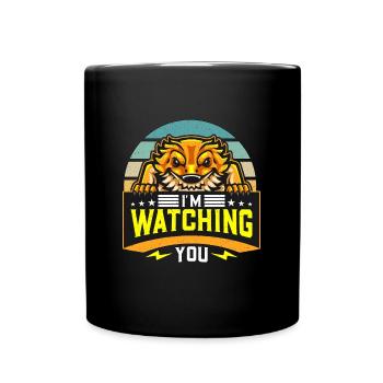 Bearded Dragon I'm Watching You Herpetology Lizard - Full Colour Mug - black - Front