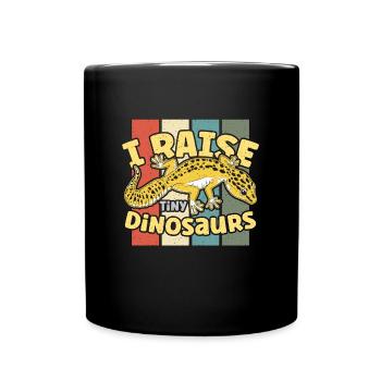 Leopard Gecko I Raise Tiny Dinosaurs Retro Reptile - Full Colour Mug - black - Front