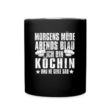 Koch Kochen Morgens Mde Abends Blau - Tasse einfarbig - Schwarz - Vorne