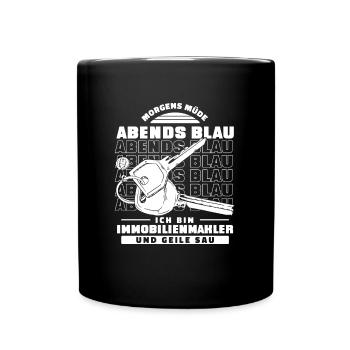 Immobilienmakler Morgens Mde Abends Blau - Tasse einfarbig - Schwarz - Vorne