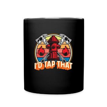 Chief Firefighter I'd Tap That Retro Fire Service - Full Colour Mug - black - Front