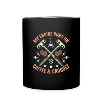 Croquet Mon moteur fonctionne sur le café et le jeu de croquet - Mug uni - noir - Devant