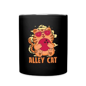Bowling Alley Cat Loves Bowling Game Ninepins - Tasse einfarbig - Schwarz - Vorne