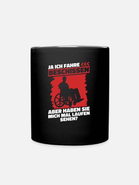 Rollstuhl Rollstuhlfahrer Lustig - Tasse einfarbig - Schwarz