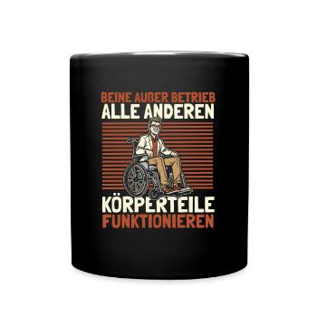 Rollstuhl Rollstuhlfahrer - Tasse einfarbig - Schwarz - Vorne