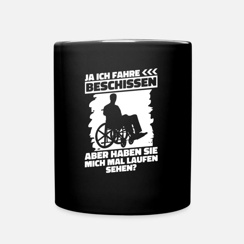 Rollstuhl Rollstuhlfahrer Lustig - Tasse einfarbig - Schwarz