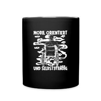 Rollstuhl Rollstuhlfahrer Komisch - Tasse einfarbig - Schwarz - Vorne