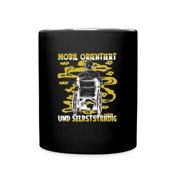 Rollstuhl Rollstuhlfahrer Lustig - Tasse einfarbig - Schwarz - Vorne