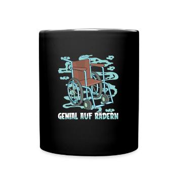Rollstuhl Rollstuhlfahrer - Tasse einfarbig - Schwarz - Vorne