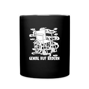 Rollstuhl Rollstuhlfahrer Witzig - Tasse einfarbig - Schwarz - Vorne