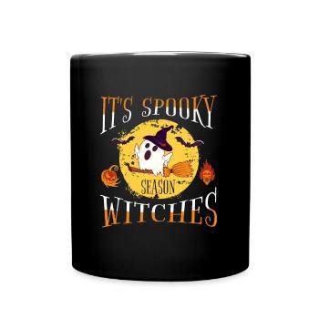 Halloween Spooky Season Gespenst Hexe - Tasse einfarbig - Schwarz - Vorne
