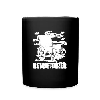 Rollstuhl Rollstuhlfahrer Treiber - Tasse einfarbig - Schwarz - Vorne