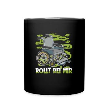 Rollstuhl Rollstuhlfahrer - Tasse einfarbig - Schwarz - Vorne