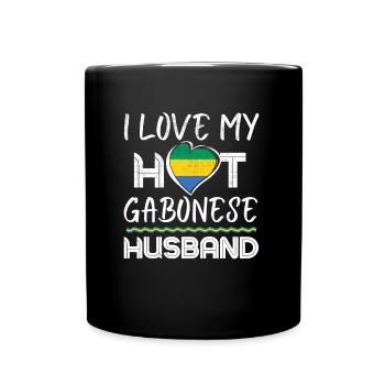 Funny Gabonese Husband Proud Wife - Full Colour Mug - black - Front