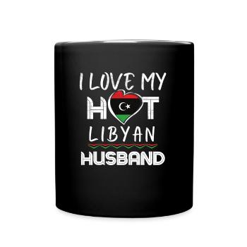 Funny Libyan Husband Proud Wife - Tasse einfarbig - Schwarz - Vorne