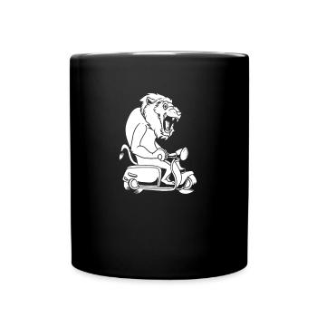 Motorroller Löwe - Tasse einfarbig - Schwarz - Vorne