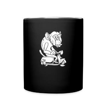 Motorroller Affe - Tasse einfarbig - Schwarz - Vorne