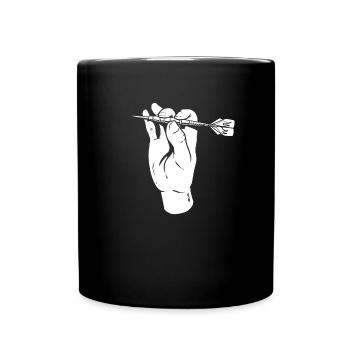 Dart Dartspieler Hand - Tasse einfarbig - Schwarz - Vorne