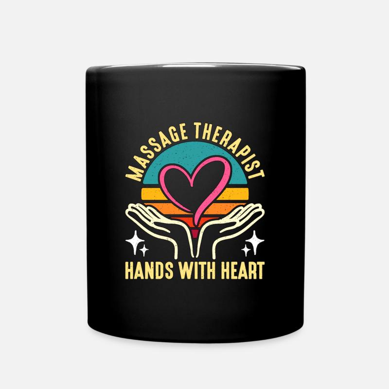 Massothérapeute mains avec des chiropraticiens cardiaques - Mug uni - noir