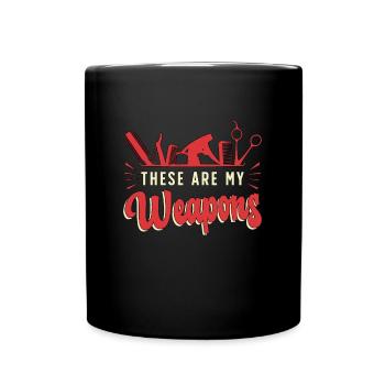 Coiffeur Ce sont mes armes Salon de coiffure - Mug uni - noir - Devant